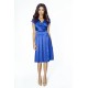 Luxusní dámské šaty s výstřihem do V modré 2094