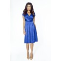 Luxusní dámské šaty s výstřihem do V modré 2092