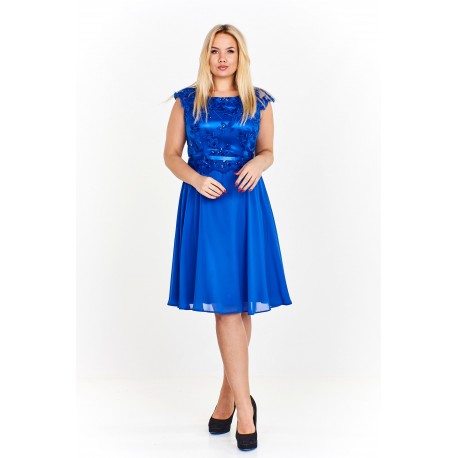 Dámské společenské šaty FEDERICA modré, Velikost 42, Barva Modrá MONARISS M57995